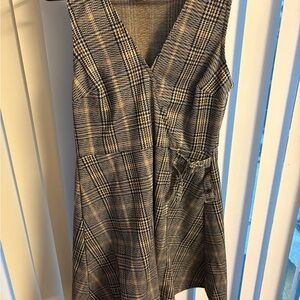 Planet Gold Black and White Checkered Mini Dress